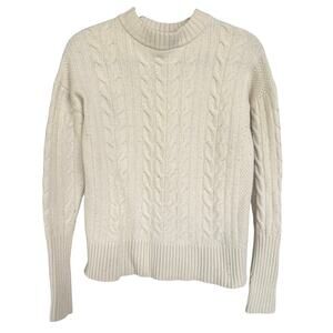 Banana Republic Cream Chunky Cableknit Italian Wool Cashmere Crewneck Sweater XS